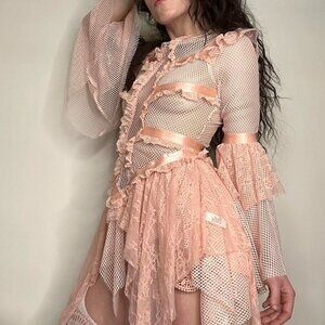 Club Exx Pink Mesh Tunic Dress